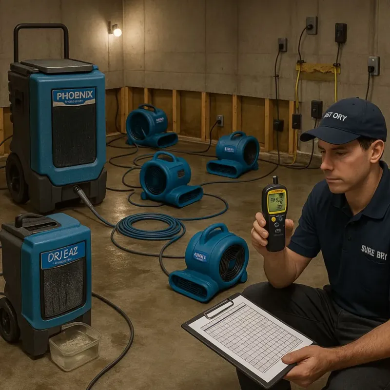Structural Drying and Dehumidification process in Rancho Cucamonga, CA